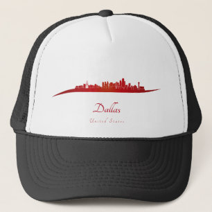 Dallas skyline in rood trucker pet