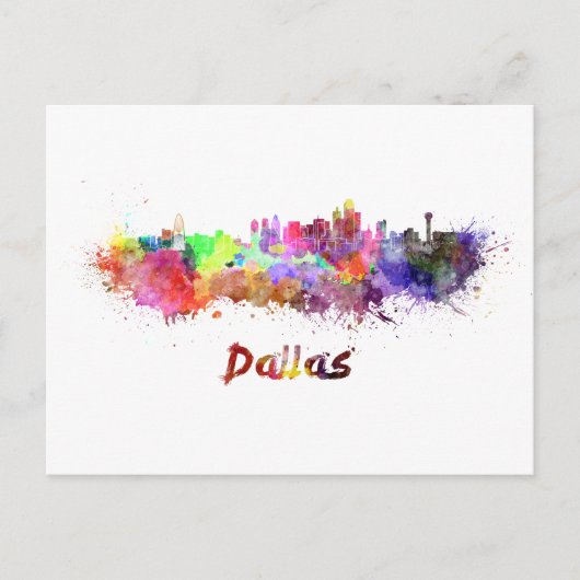 Dallas skyline in waterverf briefkaart (Voorkant)