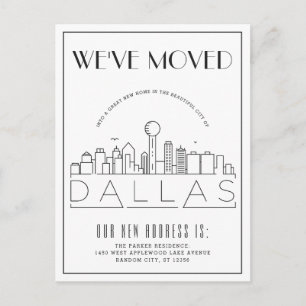 Dallas Skyline Modern Deco   Adres wijzigen Aankondigingskaart