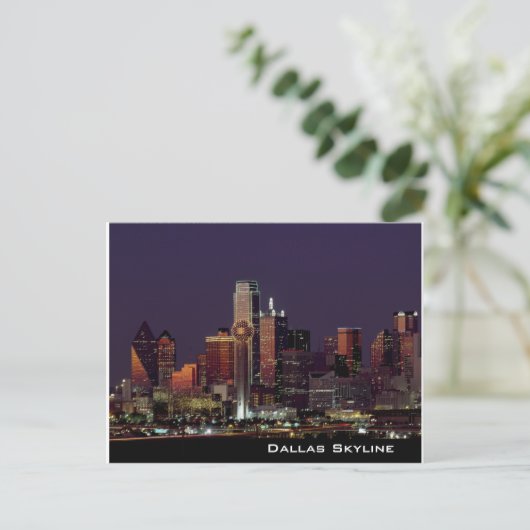 Dallas Skyline op het Briefkaart van Night (Staand voorkant)