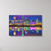 Dallas Skyline op Night Chrome Edited Canvas Art (Voorkant)
