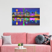 Dallas Skyline op Night Chrome Edited Canvas Art Afdruk (Insitu (Woonkamer))