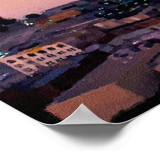 Dallas Skyline op Sunset Poster (Hoek)