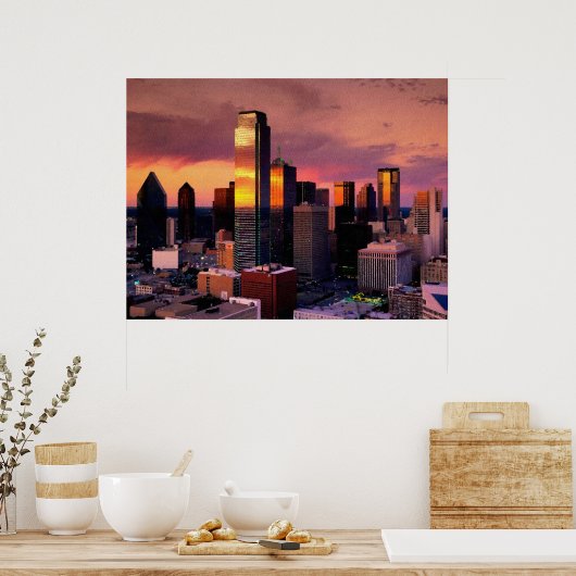 Dallas Skyline op Sunset Poster (Keuken)