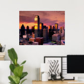 Dallas Skyline op Sunset Poster (Thuiskantoor)