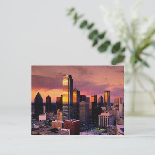 Dallas Skyline op zonsondergang Briefkaart (Staand voorkant)