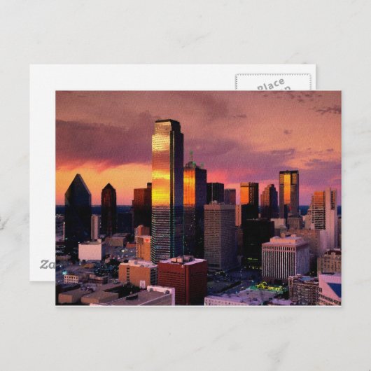 Dallas Skyline op zonsondergang Briefkaart (Voorkant / Achterkant)