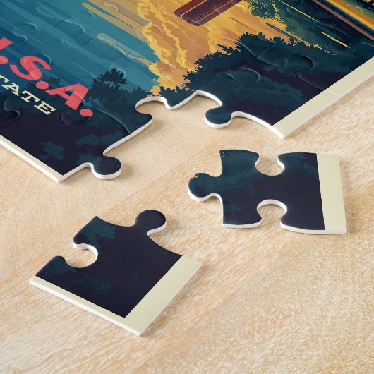 Dallas Skyline Retro Reizen Legpuzzel (Zijkant)