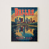 Dallas Skyline Retro Reizen Legpuzzel (Verticaal)