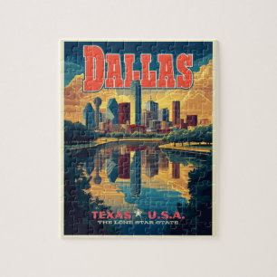 Dallas Skyline Retro Reizen Legpuzzel
