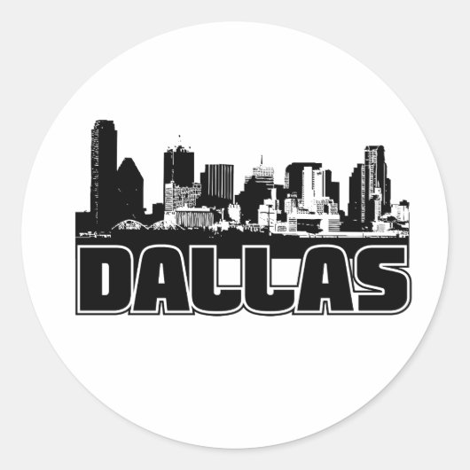 Dallas Skyline Ronde Sticker (Voorkant)