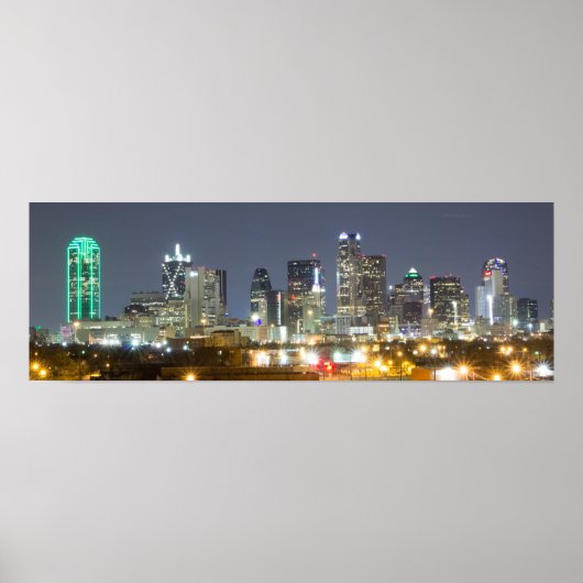 Dallas Skyline 's nachts Poster (Voorkant)