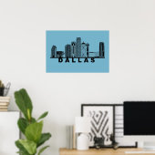 Dallas Skyline Silhouette  Poster (Thuiskantoor)