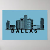 Dallas Skyline Silhouette  Poster (Voorkant)