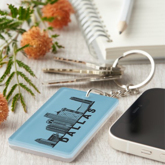 Dallas Skyline Silhouette  Sleutelhanger (Voorkant Rechts)