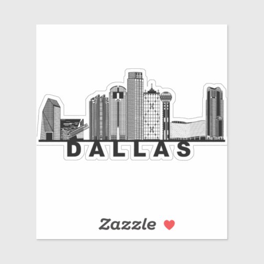 Dallas Skyline Silhouette  Sticker (Vel)
