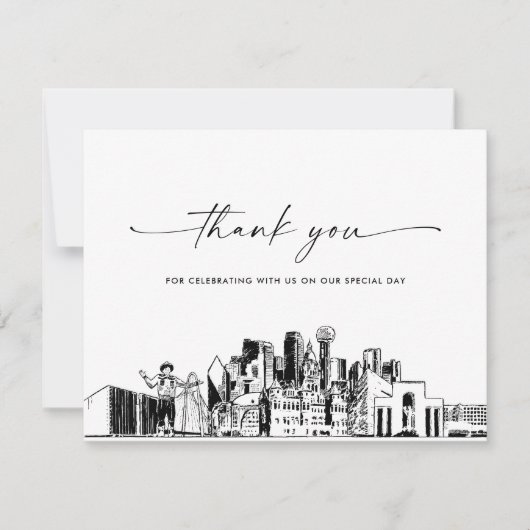 Dallas Skyline trouwfoto dank u kaart (Voorkant)