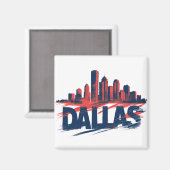 Dallas Skyline Watercolor Art Print – Texas City Magneet (Voorkant / Achterkant)