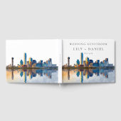 Dallas Skyline Watercolor Bruiloft Gastenboek (Volledig)