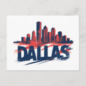 Dallas Skyline Watercolor Kunstprint – Texas Stad Briefkaart (Voorkant)