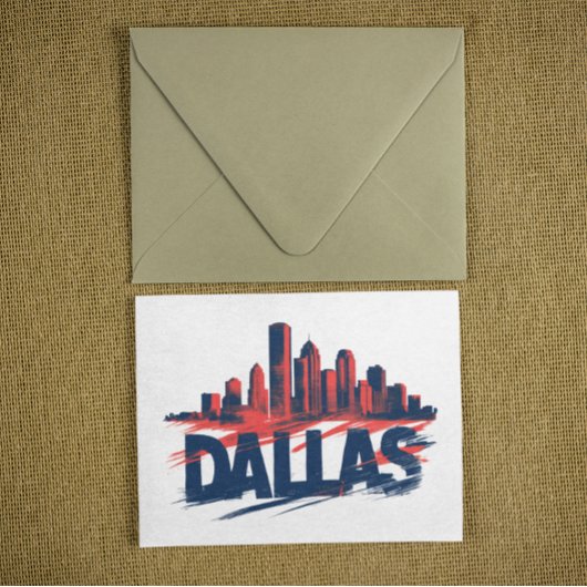 Dallas Skyline Watercolor Kunstprint – Texas Stad Briefkaart