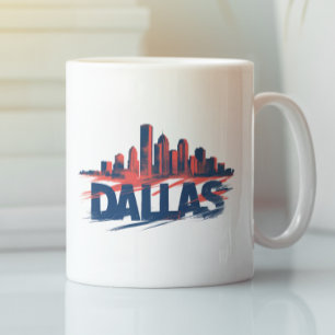 Dallas Skyline Watercolor Kunstprint – Texas Stad Koffiemok