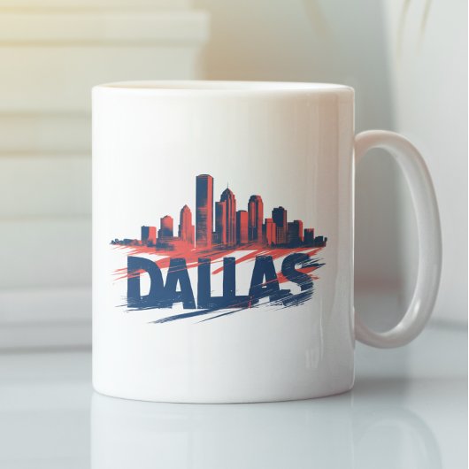 Dallas Skyline Watercolor Kunstprint – Texas Stad Koffiemok