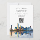 Dallas Skyline Watercolor QR Code Trouwen Kaart (Achterkant)