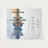 Dallas Skyline Wedding Photo Backdrop Wandkleed (Voorkant (horizontaal))