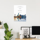Dallas Skyline Wedding Welcome Sign Poster (Thuiskantoor)