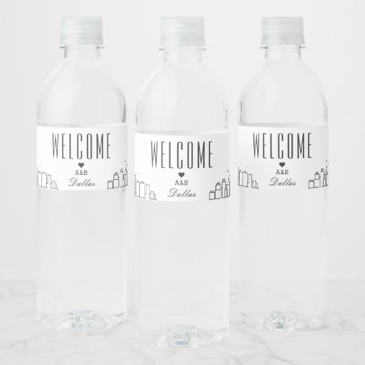 Dallas Skyline | Welkomstbericht Waterfles Etiket (Flessen)