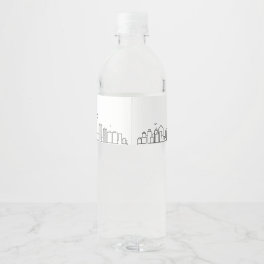 Dallas Skyline | Welkomstbericht Waterfles Etiket (Achterkant)