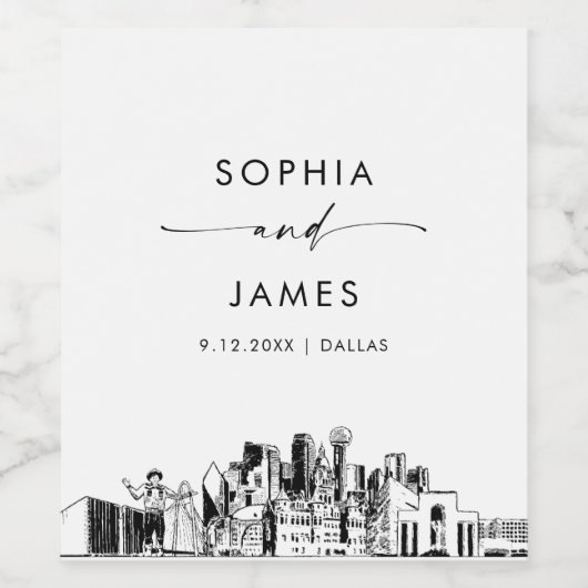 Dallas Skyline Wijn Etiket (Enkel label)