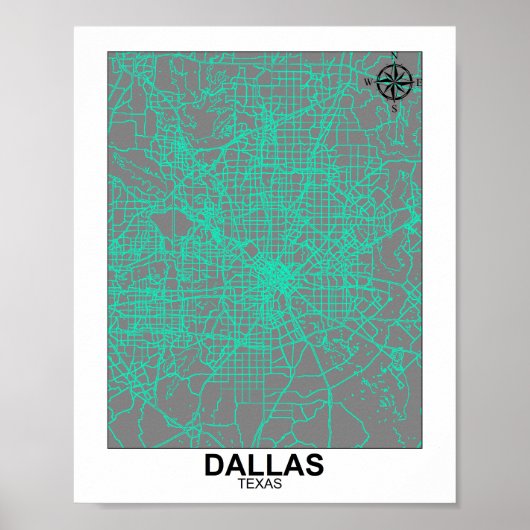 Dallas Stadsplattegrond Poster (Voorkant)