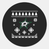 Dallas Sterren Lelijke Kersttrui Vakantie Ronde Sticker (Voorkant)