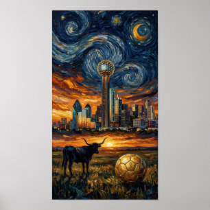Dallas Sterrennacht Silhouet Wereldkampioenschap V Poster