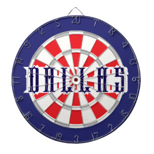 DALLAS Texaan Wit, Zilver, Rood en Marineblauw Dartbord