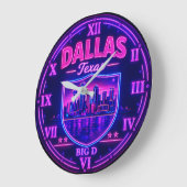 Dallas Texas Big D Skyline Neon Grote Klok (Hoek)