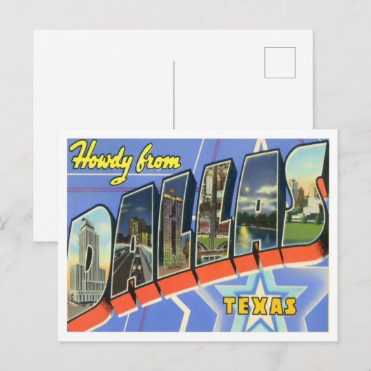 Dallas, Texas  Big Letters Briefkaart (Voorkant / Achterkant)