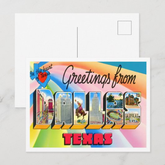 Dallas, Texas Big Letters Briefkaart (Voorkant / Achterkant)