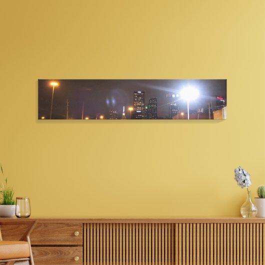 Dallas, Texas bij nacht Canvas Afdruk (Insitu (Woonkamer))