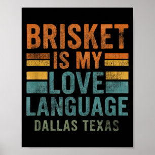 Dallas Texas Bris Bbq Liefdestaal Retro Vintage Poster