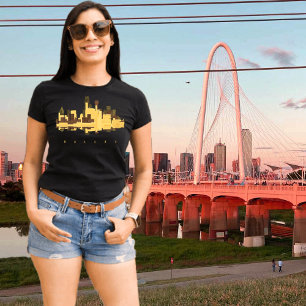 Dallas Texas Brug Gouden Zonsondergang Reis T-shir T-shirt