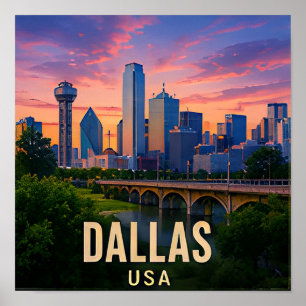 Dallas Texas Brug Reis Cadeau Poster