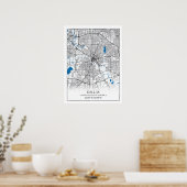 Dallas Texas City-reiskaart Poster (Keuken)