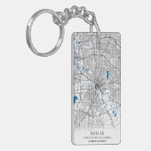 Dallas Texas City-reiskaart Sleutelhanger (Voorkant Links)