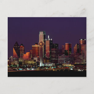 Dallas Texas City Skyline bij Night Blank Briefkaart