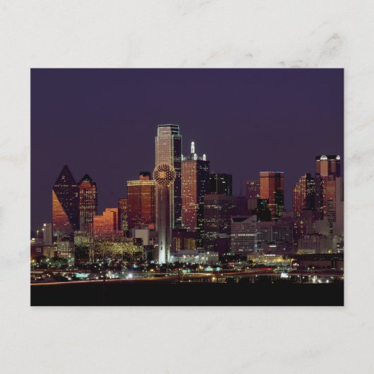 Dallas Texas City Skyline bij Night Blank Briefkaart (Voorkant)