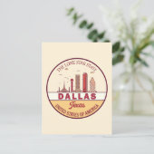 Dallas Texas City Skyline Emblem Briefkaart (Staand voorkant)