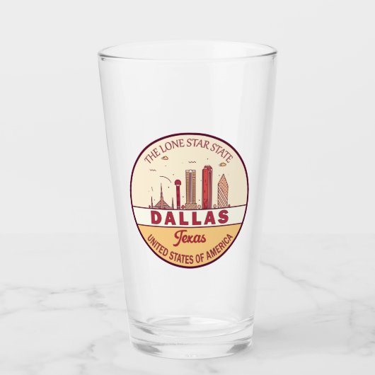Dallas Texas City Skyline Emblem Glas (Voorkant)